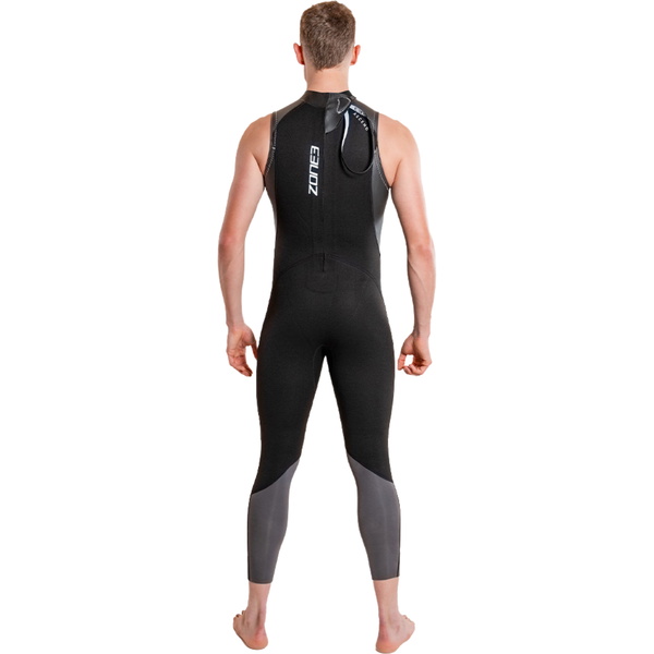 2026 ZONE3 Mens Ascend Sleeveless Swim Wetsuit WS26MGLISL101 - Black / Grey